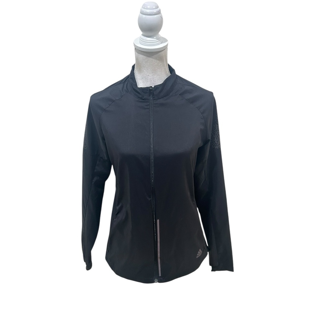 adidas Black Utility athletic zip up running lightweight Jacket size medium